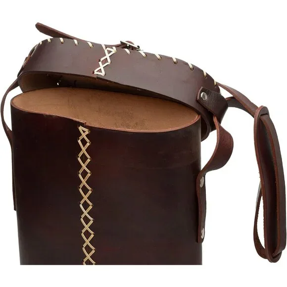 Argentine Leather Mate Bag - Travel and Home Use, Brown, 14.7x4.7in